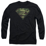 Superman Camo Logo Adult Long Sleeve T-Shirt Black