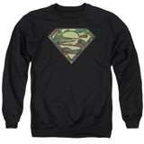 Superman Camo Logo Adult Crewneck Sweatshirt Black