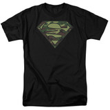 Superman Camo Logo Adult 18/1 T-Shirt Black