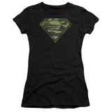 Superman Camo Logo Junior Women's Sheer T-Shirt Black
