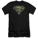 Superman Camo Logo Adult 30/1 T-Shirt Black