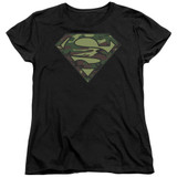 Superman Camo Logo Women's T-Shirt Black