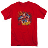 Superman Sorry About The Wall Adult 18/1 T-Shirt Red