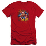 Superman Sorry About The Wall Premium Canvas Adult Slim Fit 30/1 T-Shirt Red