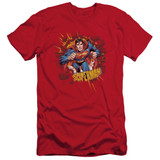 Superman Sorry About The Wall Adult 30/1 T-Shirt Red