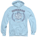 Superman Collegiate Crest Adult Pullover Hoodie Sweatshirt Light Blue