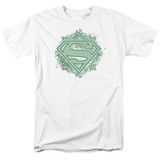 Superman Ornate Shield Adult 18/1 T-Shirt White