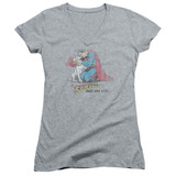 Superman And His Dog Junior Women's V-Neck T-Shirt Athletic Heather