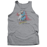 Superman And His Dog Adult Tank Top T-Shirt Athletic Heather