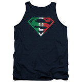 Superman Mexican Shield Adult Tank Top T-Shirt Navy