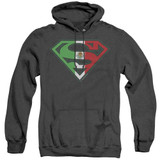 Superman Mexican Flag Shield Adult Heather Hoodie Sweatshirt Black