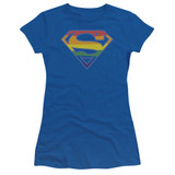 Superman Prismatic Shield Junior Women's Sheer T-Shirt Royal Blue