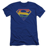 Superman Prismatic Shield Premium Canvas Adult Slim Fit 30/1 T-Shirt Royal Blue
