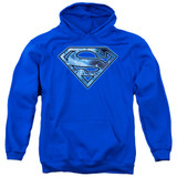 Superman On Ice Shield Adult Pullover Hoodie Sweatshirt Royal Blue