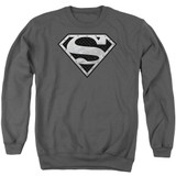 Superman Super Metallic Shield Adult Crewneck Sweatshirt Charcoal