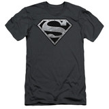 Superman Super Metallic Shield Adult 30/1 T-Shirt Charcoal