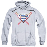 Superman Crossed Bats Adult Pullover Hoodie Sweatshirt Athletic Heather