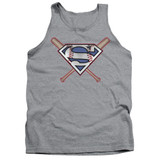 Superman Crossed Bats Adult Tank Top T-Shirt Athletic Heather