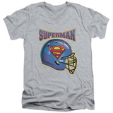 Superman Helmet Adult V-Neck T-Shirt Athletic Heather