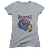 Superman Helmet Junior Women's V-Neck T-Shirt Athletic Heather