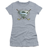 Superman Fore! Junior Women's Sheer T-Shirt Athletic Heather