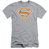 Superman Burnt Orange And White Shield Adult 30/1 T-Shirt Athletic Heather