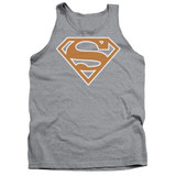 Superman Burnt Orange And White Shield Adult Tank Top T-Shirt Athletic Heather