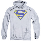 Superman Maize And Blue Shield Adult Pullover Hoodie Sweatshirt Athletic Heather