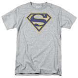 Superman Maize And Blue Shield Adult 18/1 T-Shirt Athletic Heather