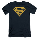 Superman Maize And Blue Shield Adult 30/1 T-Shirt Navy