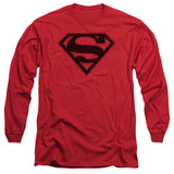 Superman Red And Black Shield Adult Long Sleeve T-Shirt Red