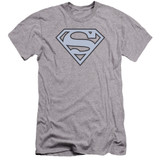 Superman Carolina Blue and Navy Shield Premium Canvas Adult Slim Fit 30/1 T-Shirt Athletic Heather