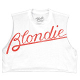 Blondie Tilted Logo Junior Women's Cropped Tank Top T-Shirt White
