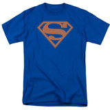 Superman Blue And Orange Shield Adult 18/1 T-Shirt Royal Blue