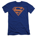 Superman Blue And Orange Shield Premium Canvas Adult Slim Fit 30/1 T-Shirt Royal Blue