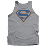 Superman Blue And Orange Shield Adult Tank Top T-Shirt Athletic Heather