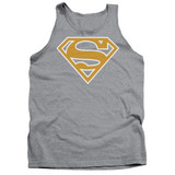 Superman Lt Orange And White Shield Adult Tank Top T-Shirt Athletic Heather