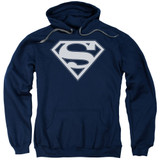 Superman Navy And White Shield Adult Pullover Hoodie Sweatshirt Navy