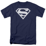 Superman Navy And White Shield Adult 18/1 T-Shirt Navy