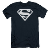 Superman Navy And White Shield Adult 30/1 T-Shirt Navy