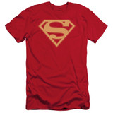 Superman Red And Gold Shield Adult 30/1 T-Shirt Red