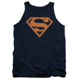 Superman Navy And Orange Shield Adult Tank Top T-Shirt Navy