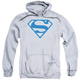 Superman Blue And White Shield Adult Pullover Hoodie Sweatshirt Athletic Heather