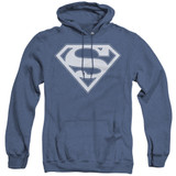 Superman Blue And White Shield Adult Heather Hoodie Sweatshirt Royal Blue