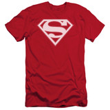 Superman Red And White Shield Adult 30/1 T-Shirt Red