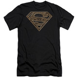 Superman Aztec Shield Premium Canvas Adult Slim Fit 30/1 T-Shirt Black