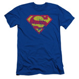 Superman Classic Logo Distressed Adult 30/1 T-Shirt Royal Blue Original