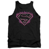 Superman Fuchsia Flames Adult Tank Top T-Shirt Black