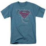 Superman Star And Chains Adult 18/1 T-Shirt Slate