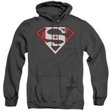Superman Canadian Shield Adult Heather Hoodie Sweatshirt Black